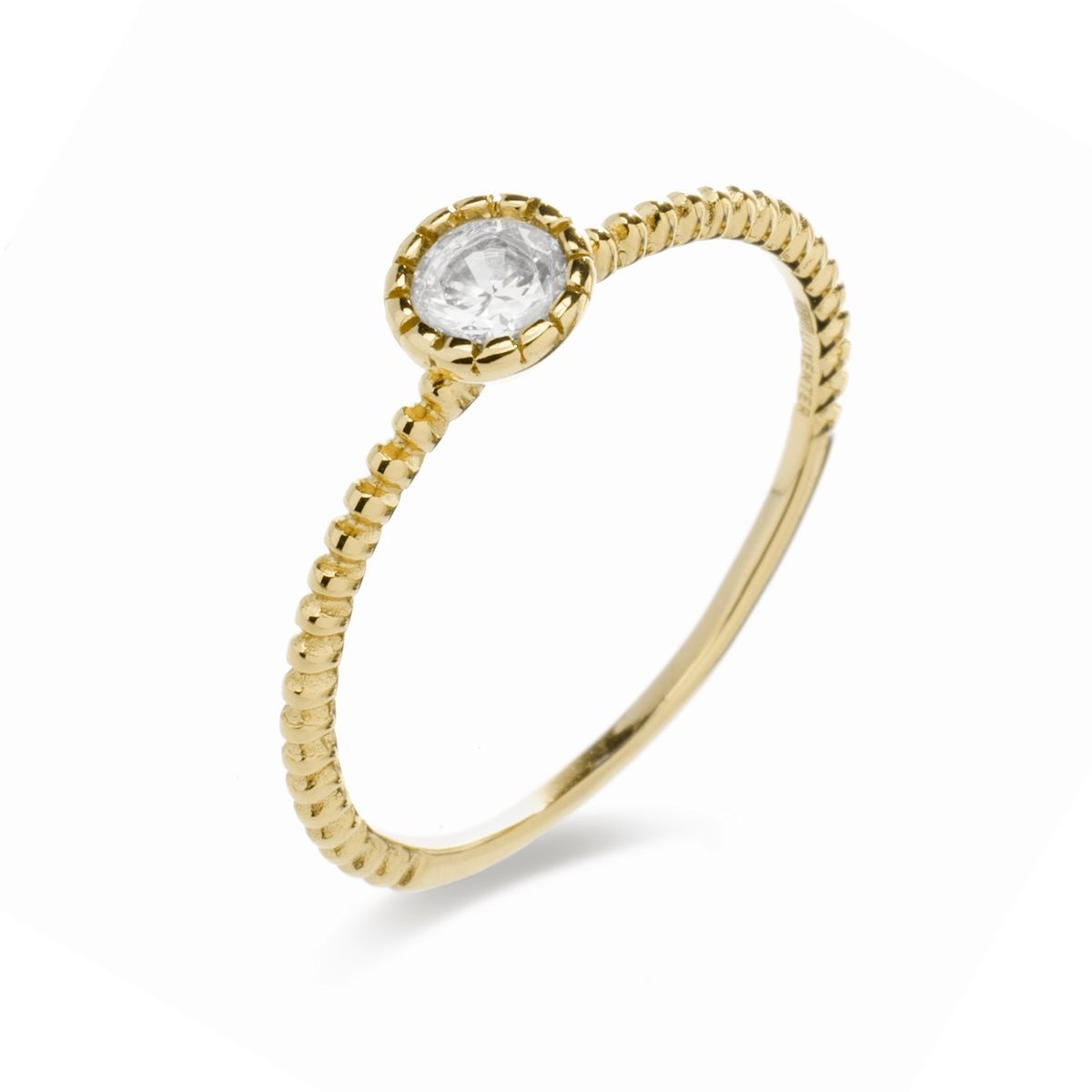 Ring mit Zirkonia und Perlenstruktur