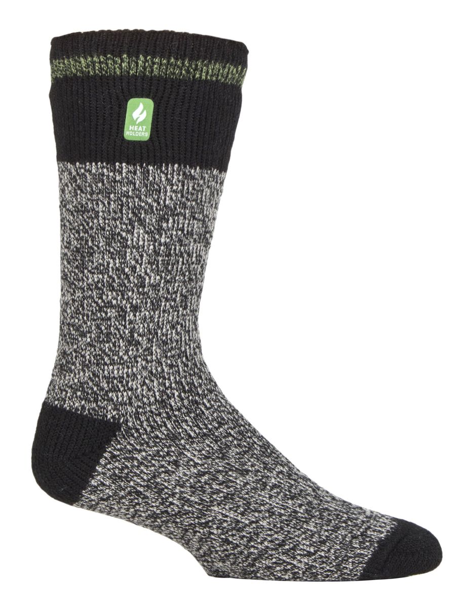 Wärmehalter - Herren Extra Dicke Thermosocken für den Winter | Warme Flauschige Fleece Isolierte Socken | Geschenke für Männer - Schwarz Grün (Porto)