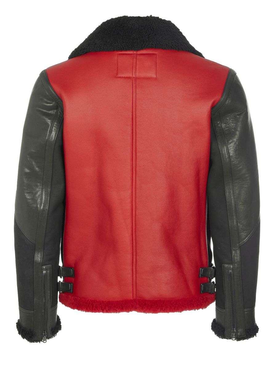 Kontrast-Lederjacke im Aviator-Stil