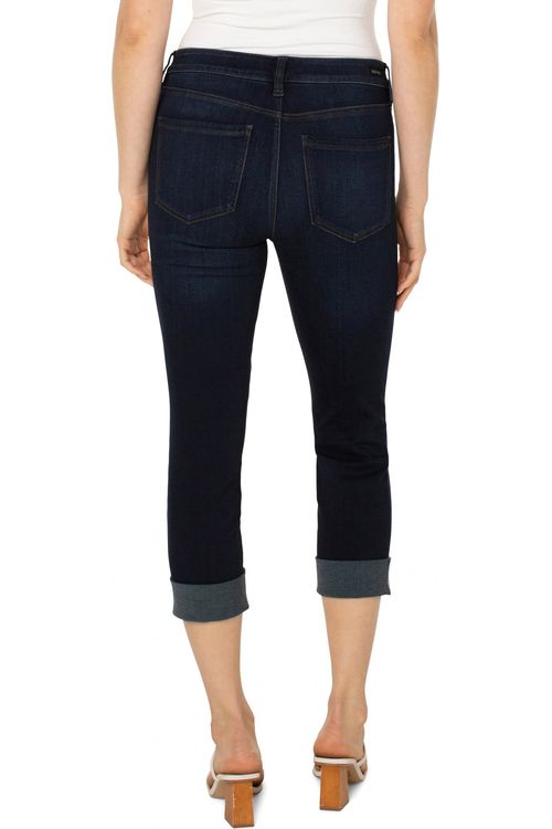Skinny-Crop-Jeans mit breitem Aufschlag