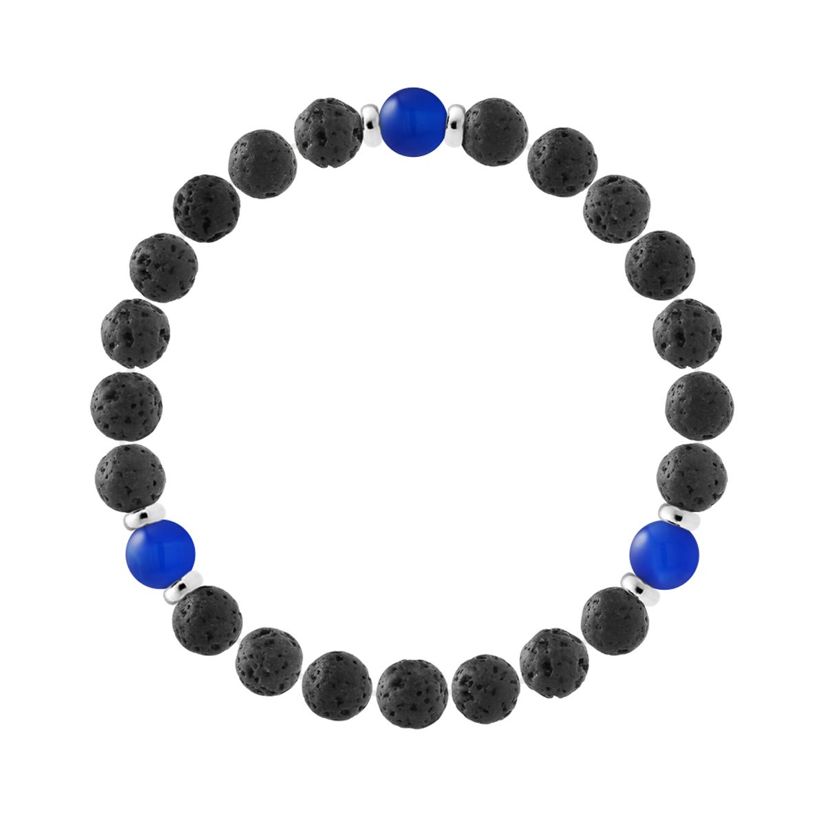 Lavastein-Armband mit blauem Achat