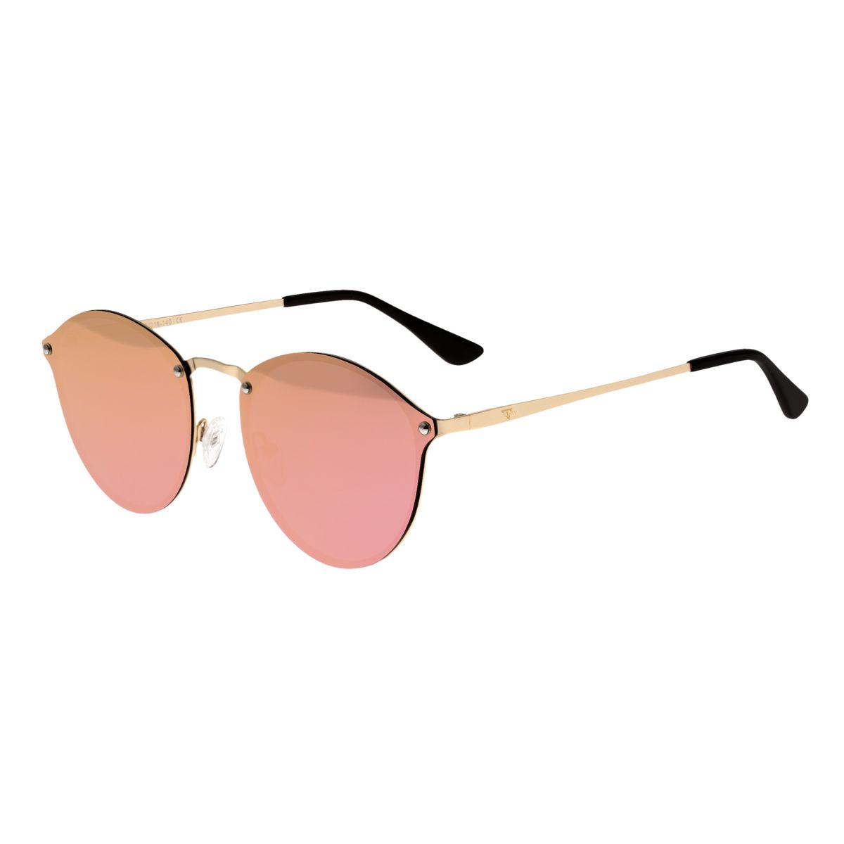 Randlose, runde, rosafarbene Sonnenbrille