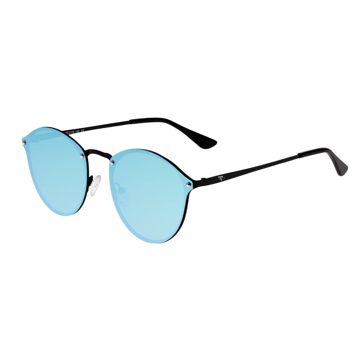 Randlose, runde, rosafarbene Sonnenbrille