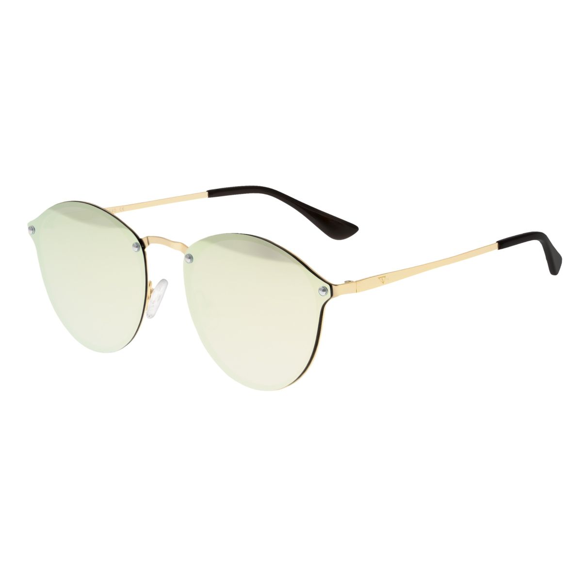 Randlose, runde, rosafarbene Sonnenbrille
