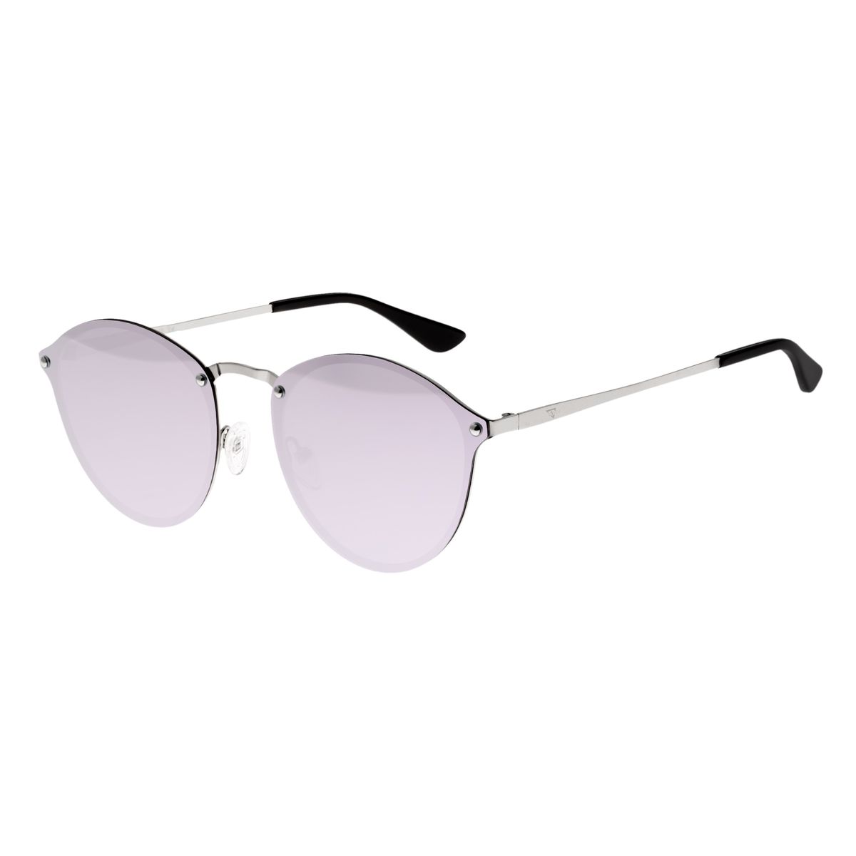 Randlose, runde, rosafarbene Sonnenbrille