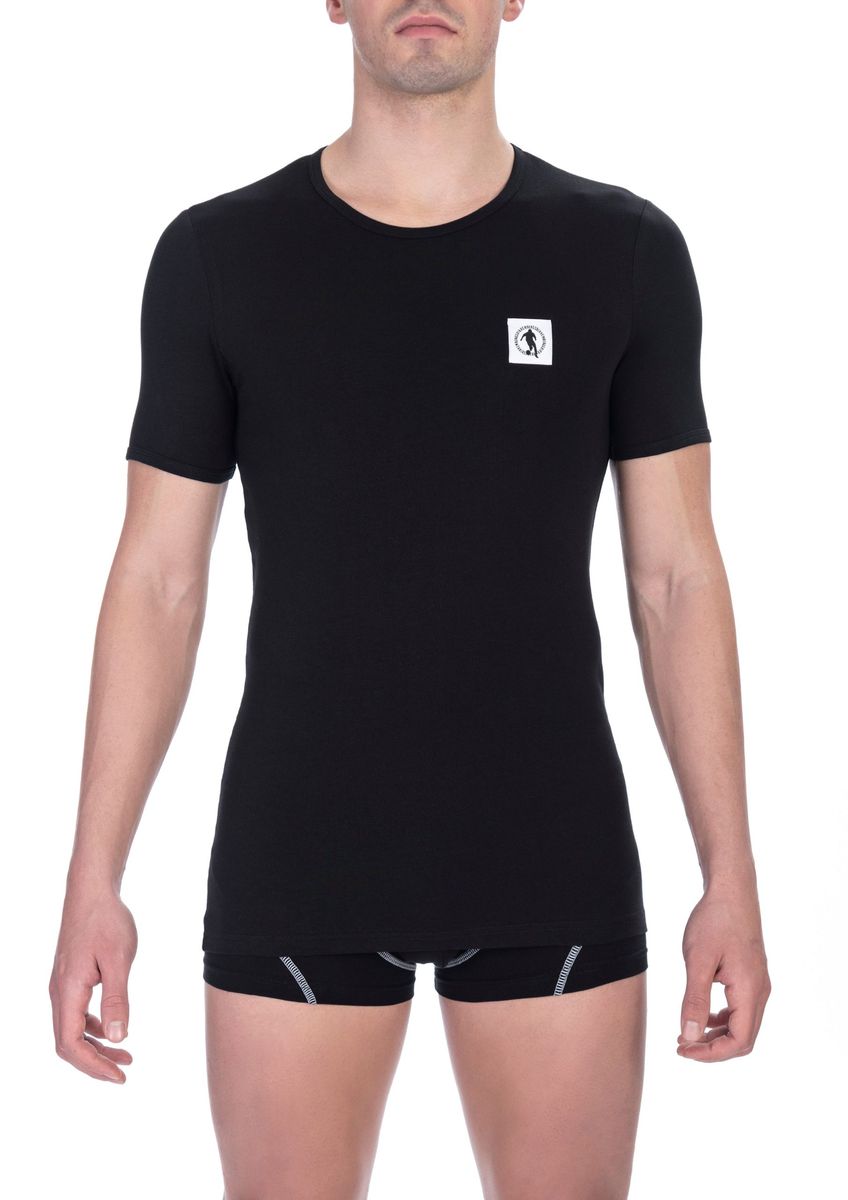 Schwarzes Slim Fit T-Shirt mit V-Ausschnitt