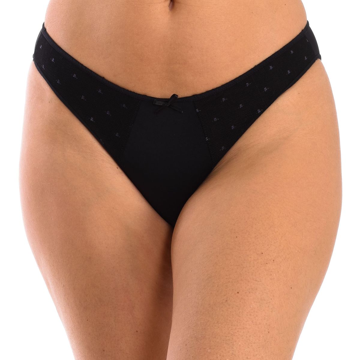 Schwarzer Micro-Tüll Slip mit Schleife