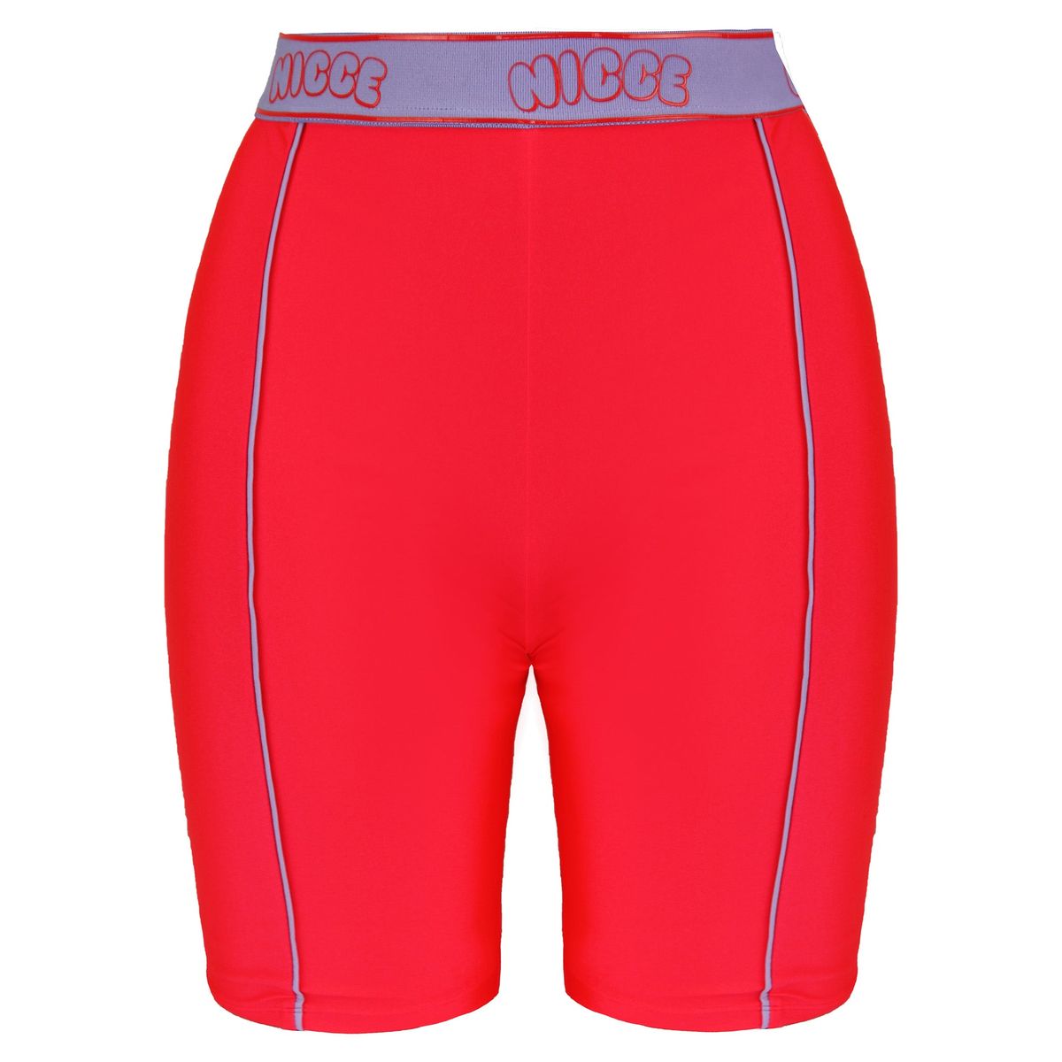Rote, hoch taillierte Radlerhose