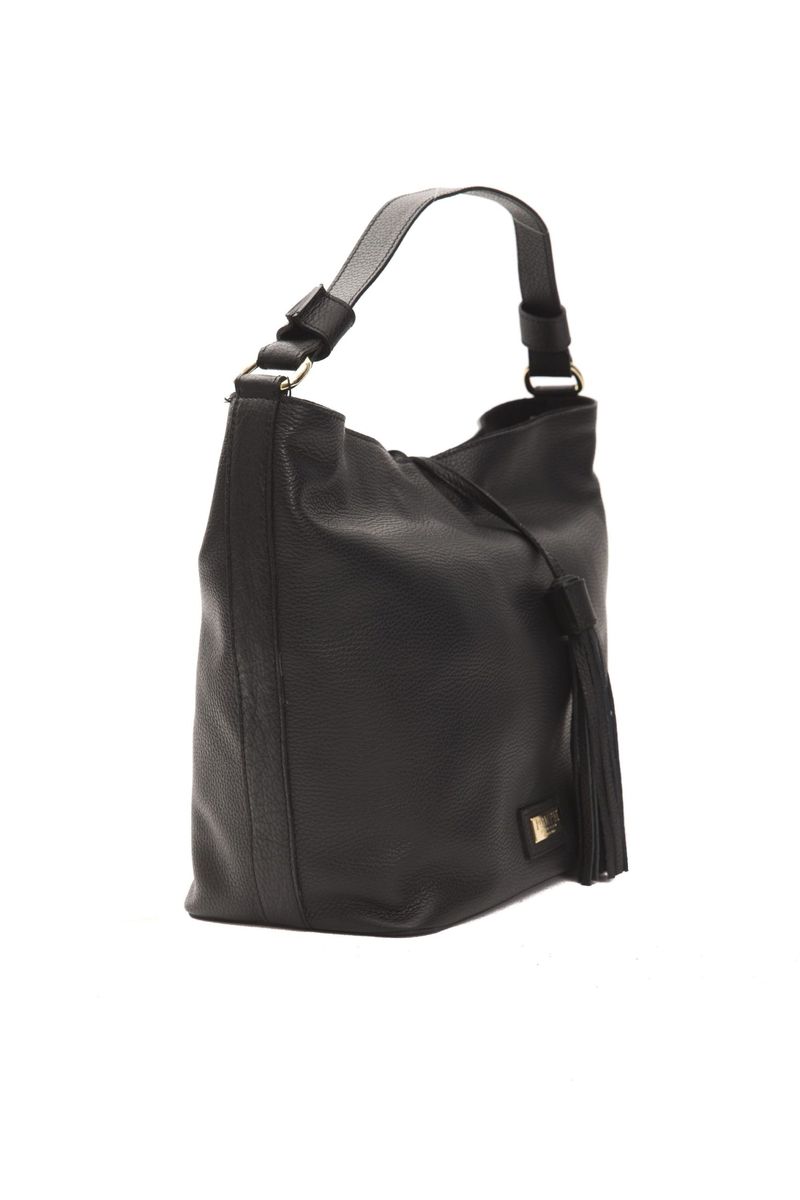 Schultertasche aus genarbtem Leder mit Quaste