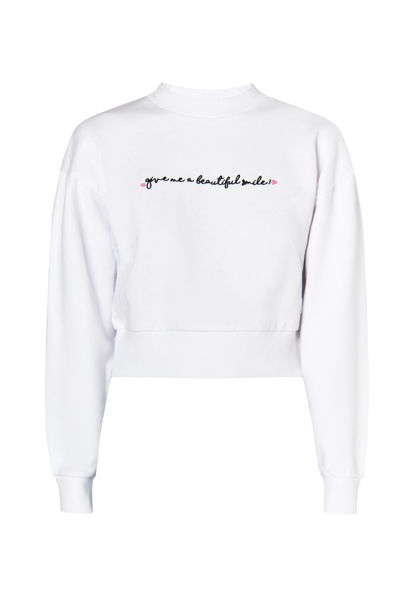 Mymo Sweatshirt kurz Damen weiss