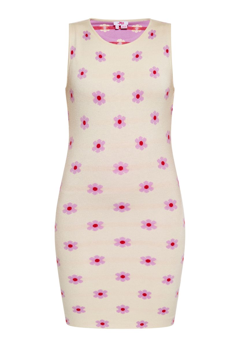 Blumen Jacquard Strick Bodycon Minikleid