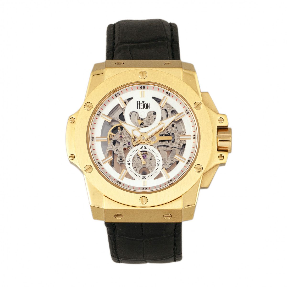 Herren Automatische Skelett-Lederuhr
