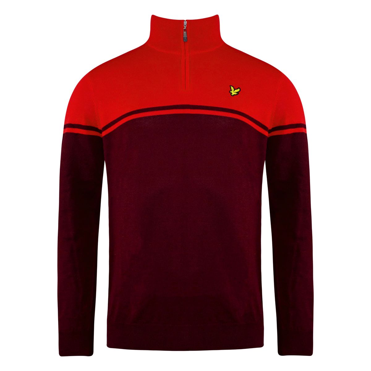 Zweifarbiger Golfpullover mit halbem Reißverschluss