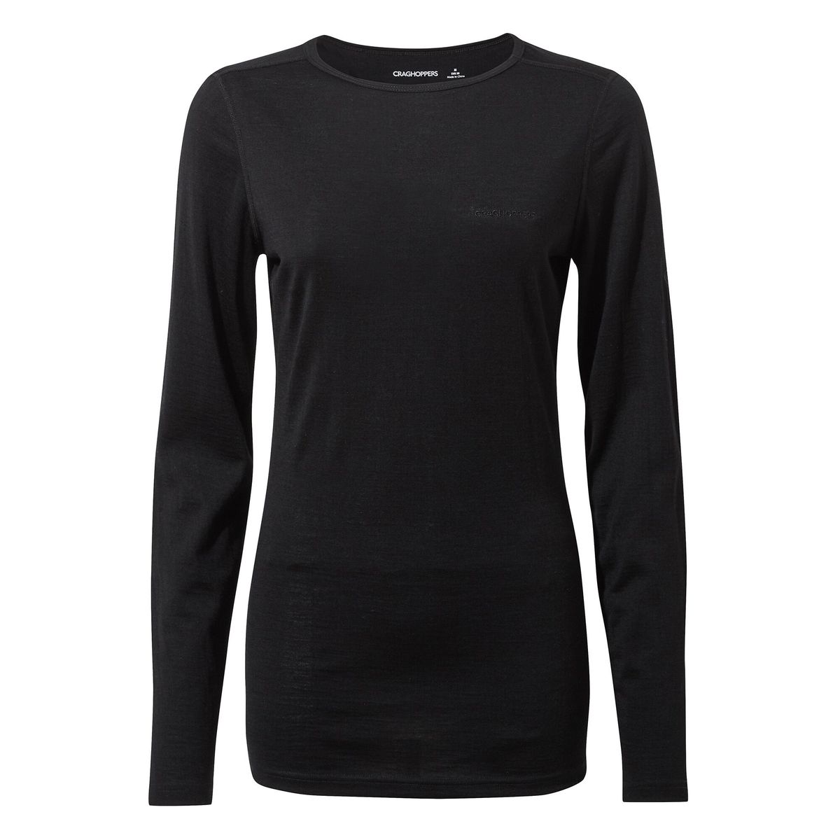 Craghoppers Womens/Ladies Merino Crew Neck Long Sleeve Baselayer II Top (Schwarz)