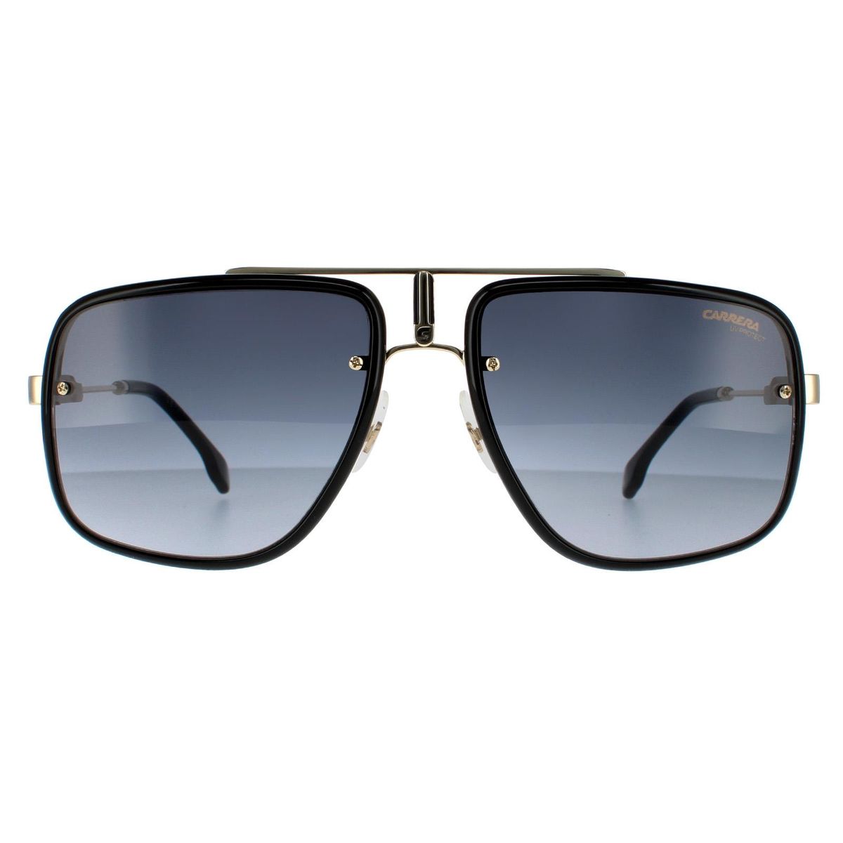 Schwarze und goldene Pilotenbrille