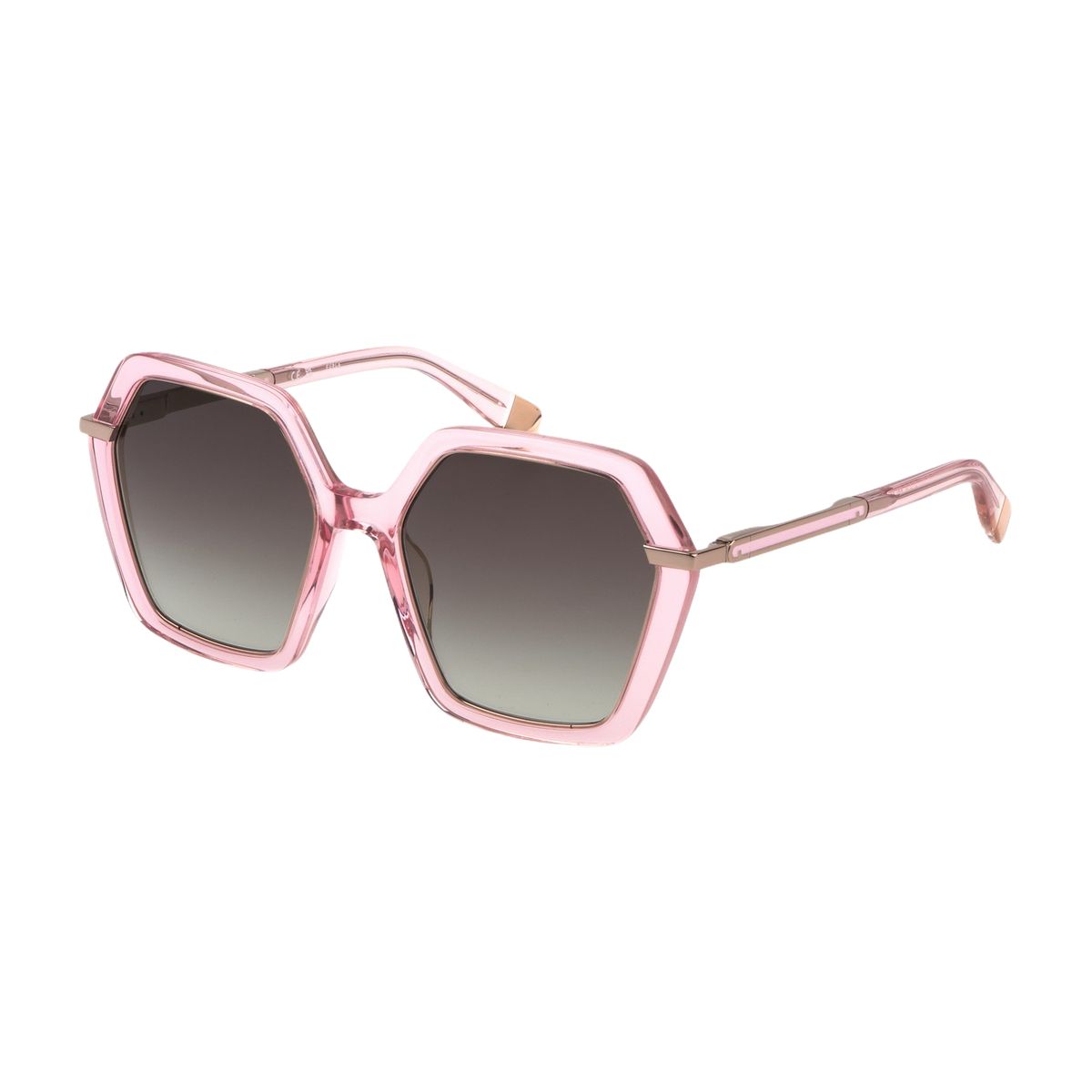 Geometrische Sonnenbrille mit rosa Rahmen