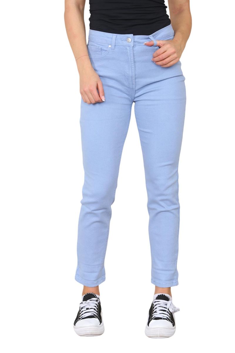 Hochtaillierte, schmal zulaufende Mom Jeans