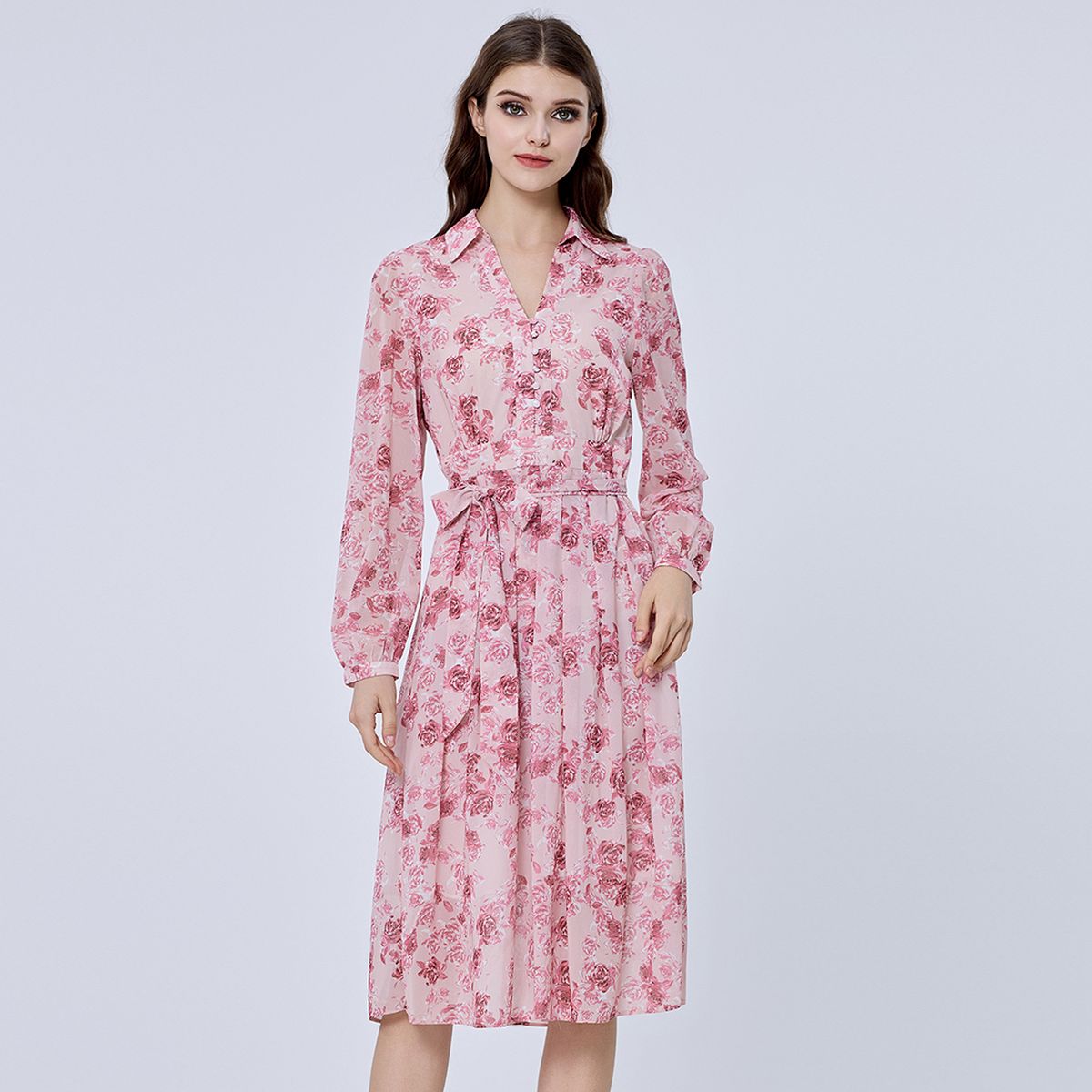 Hemdblusenkleid mit Blumenmuster