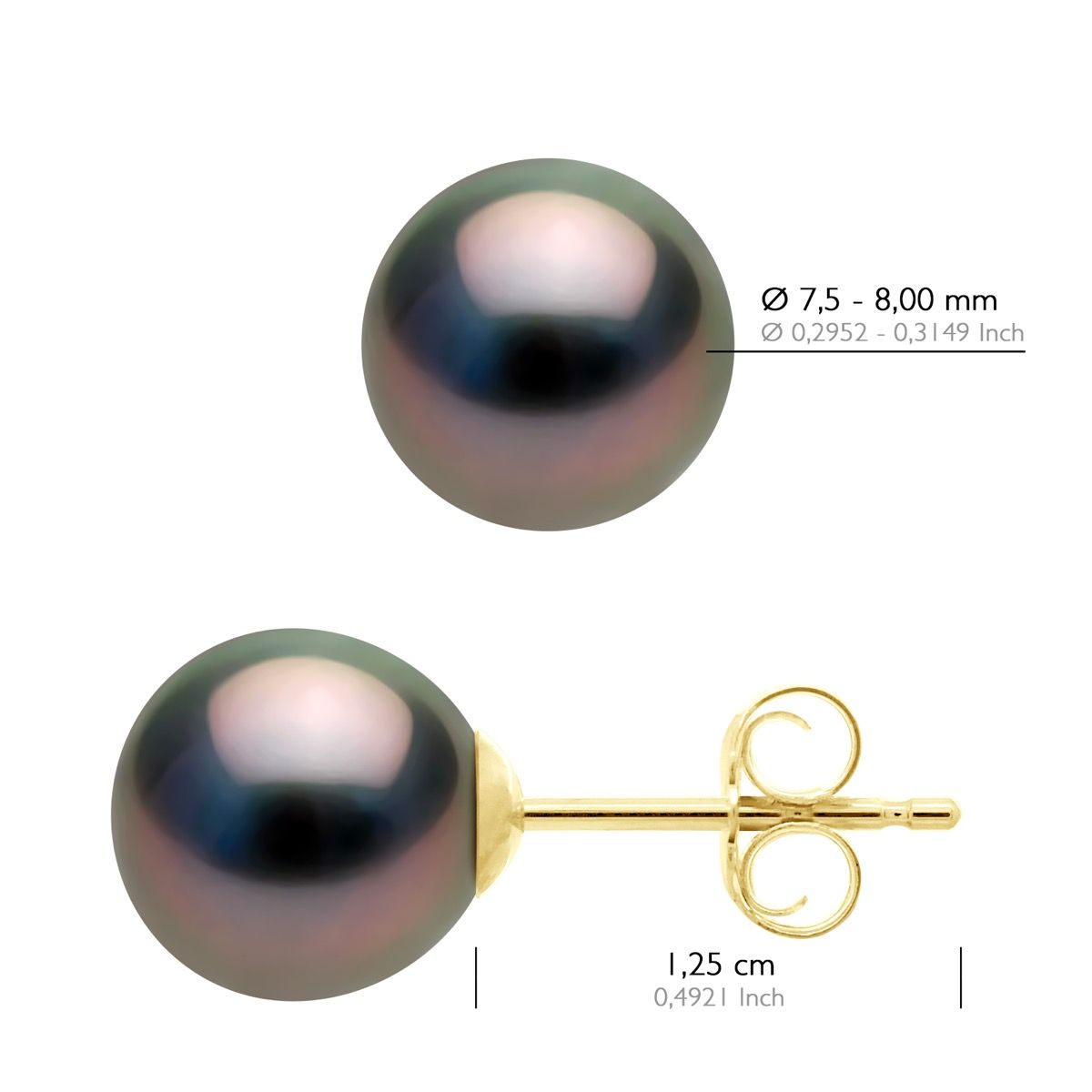 Klassische Tahiti-Perlenohrstecker aus Gelbgold