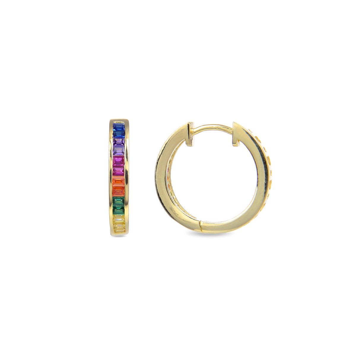 Goldene Creolen mit Regenbogen-Zirkonen