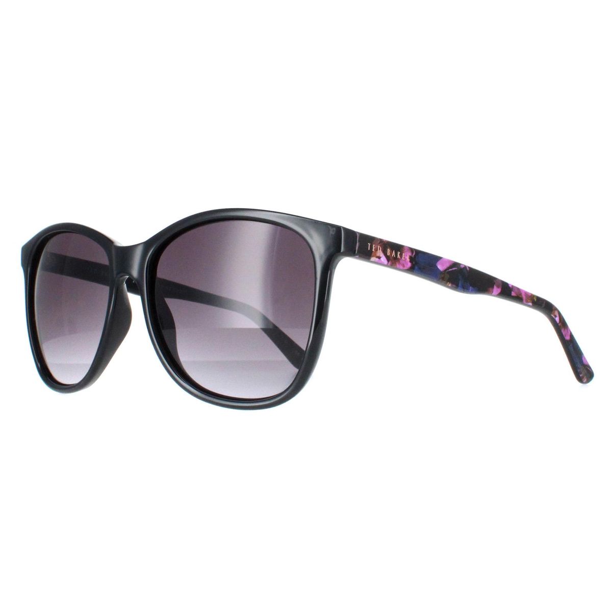 Eckige Sonnenbrille mit floralen Bügeln