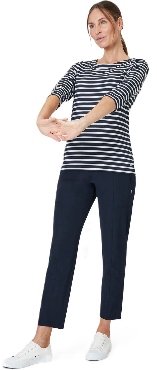 Gestreiftes, tailliertes 3/4-Arm Shirt