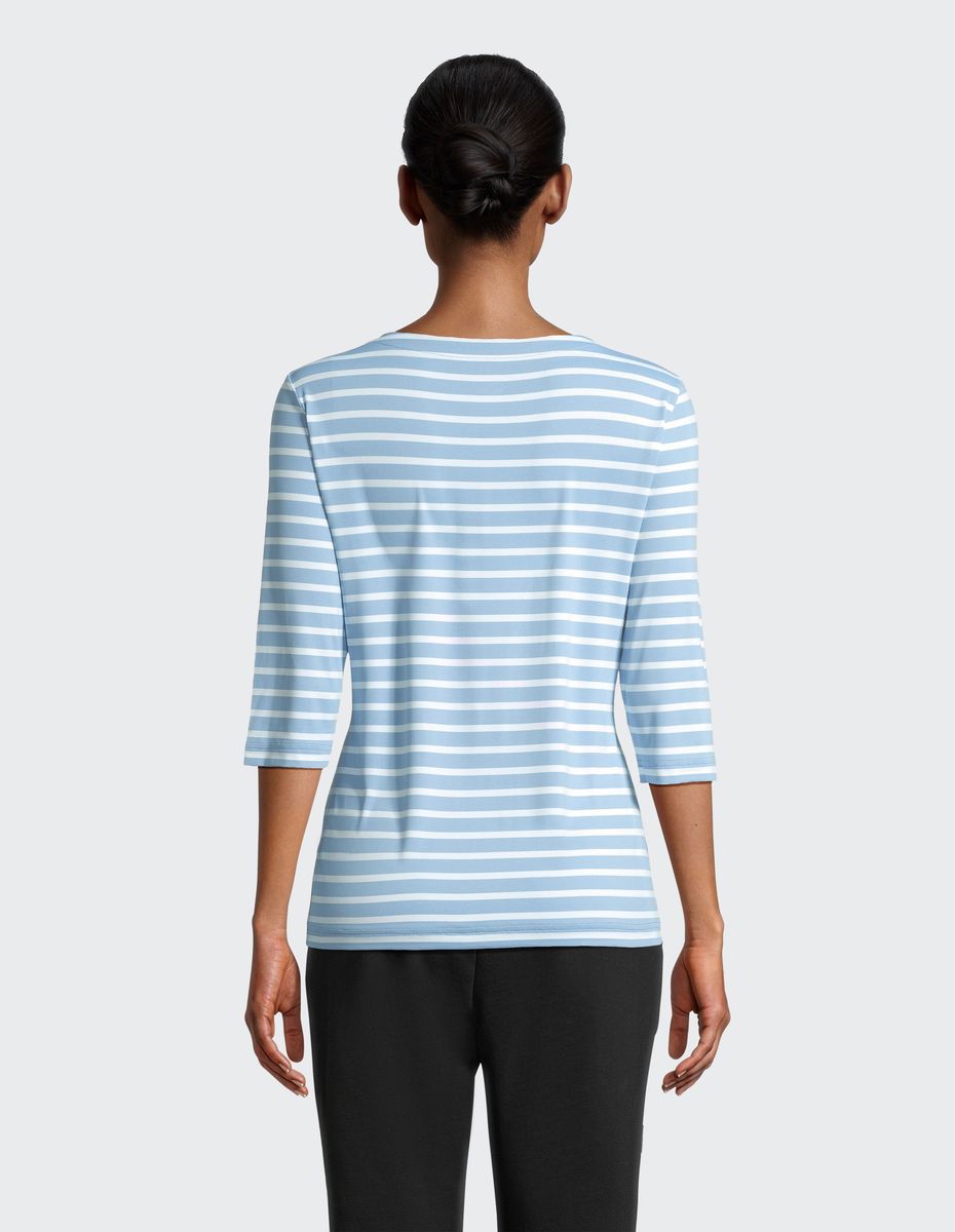 Gestreiftes, tailliertes 3/4-Arm Shirt