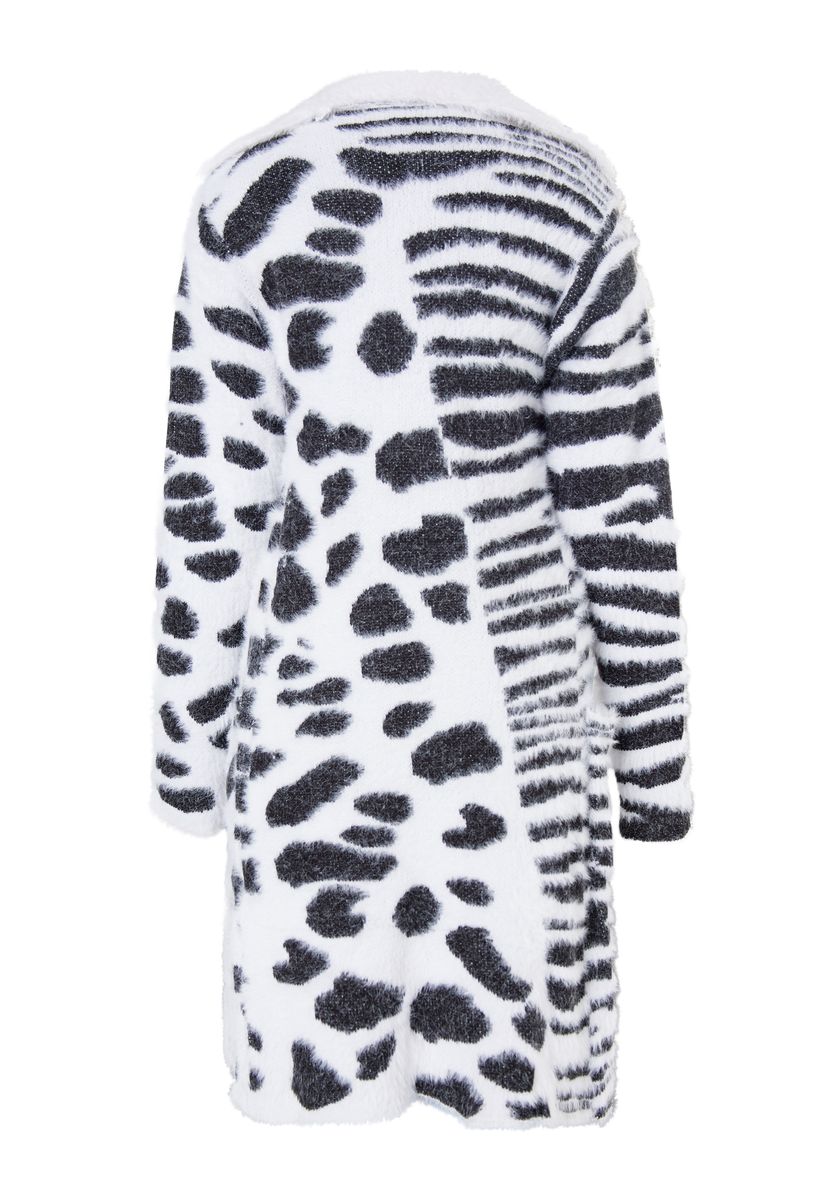Langer Cardigan im Tiermuster-Mix
