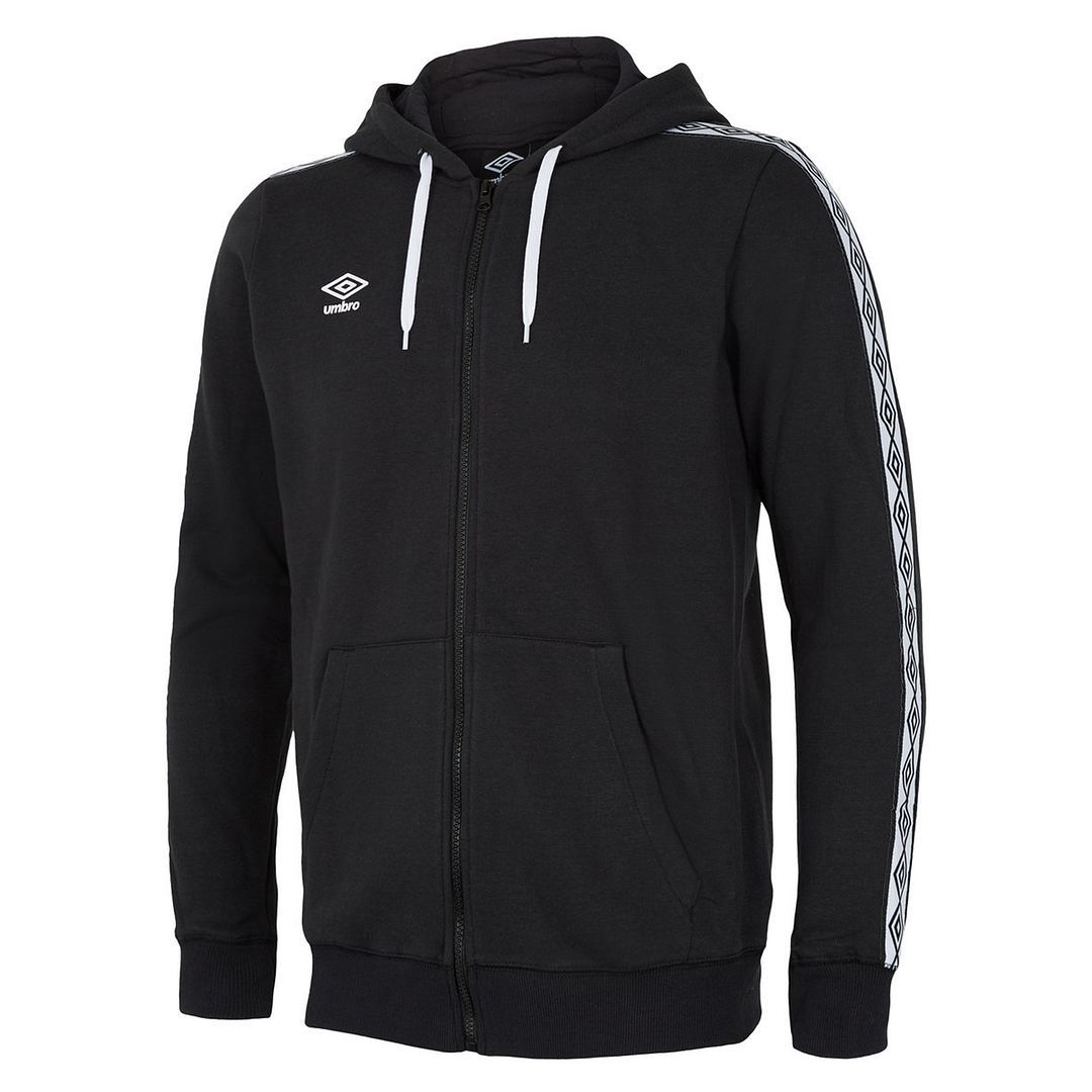 Schwarze Kapuzenjacke mit durchgehendem Reißverschluss