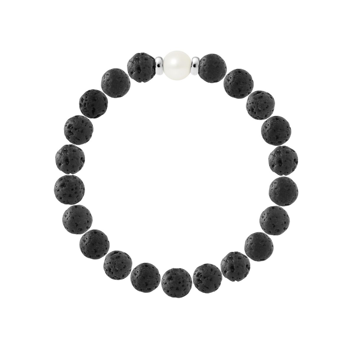 Armband aus Lavastein mit Perle