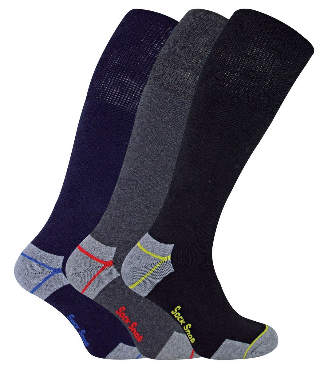 Sock Snob - Mens 6 Pack lange kniehohe Arbeitssocken für Stahlkappenstiefel - schwarz