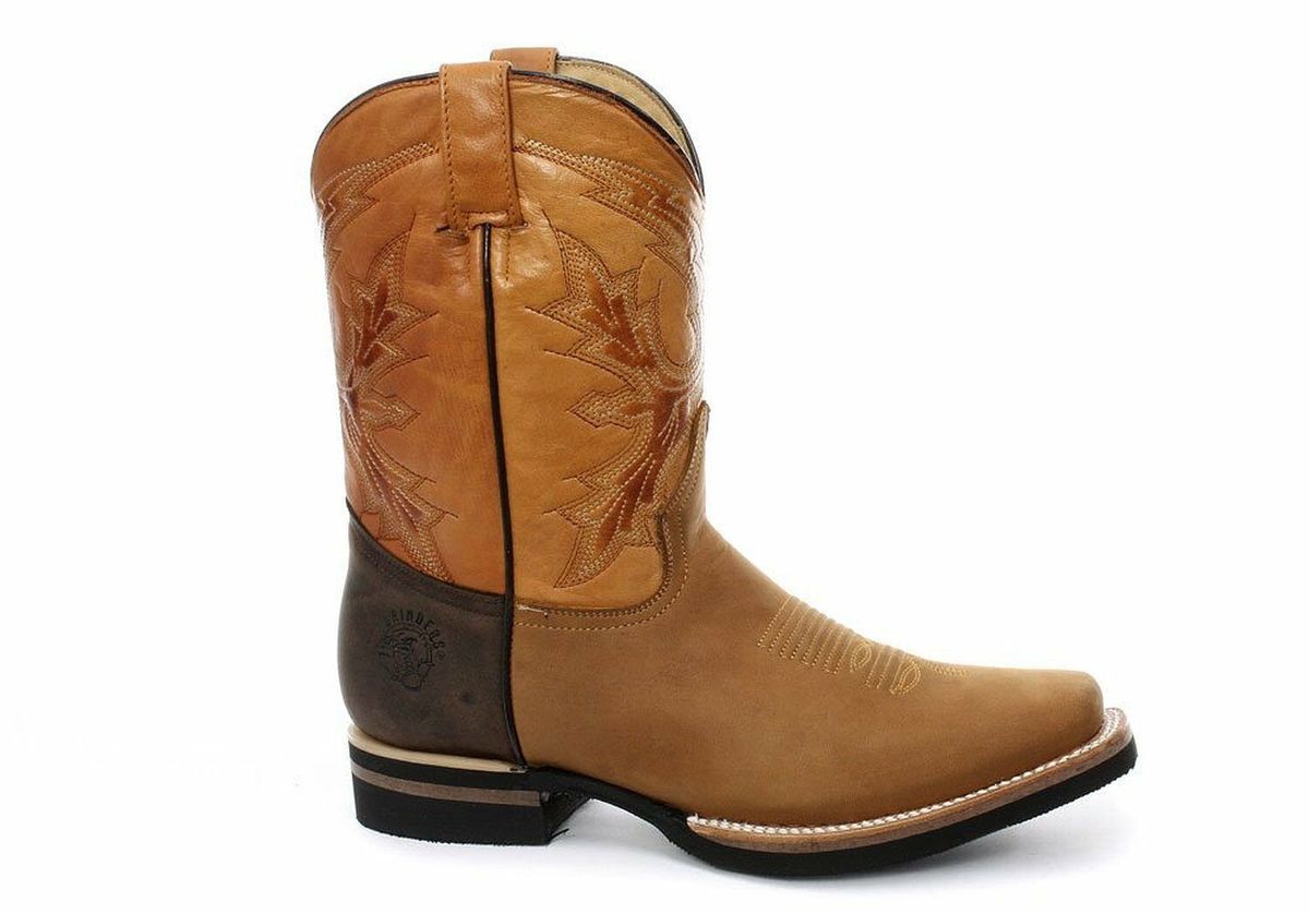 Hellbraune Leder Cowboystiefel mit Steppung