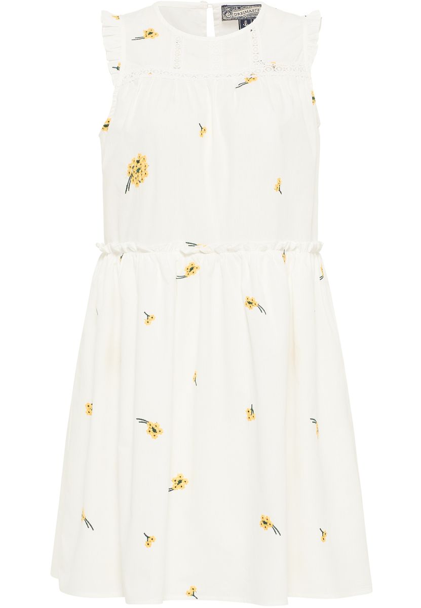 Dreimaster Midikleid Damen Wollweiss Gelb