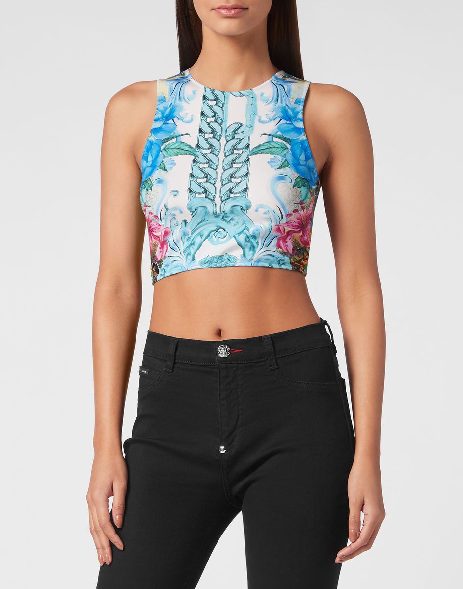Blumen Hawaii Print Crop Top