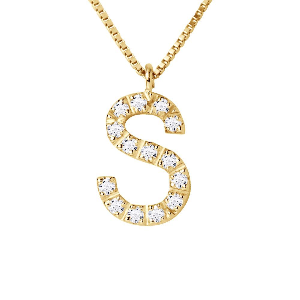 Anhänger Halskette mit Diamant-Initial 'S'