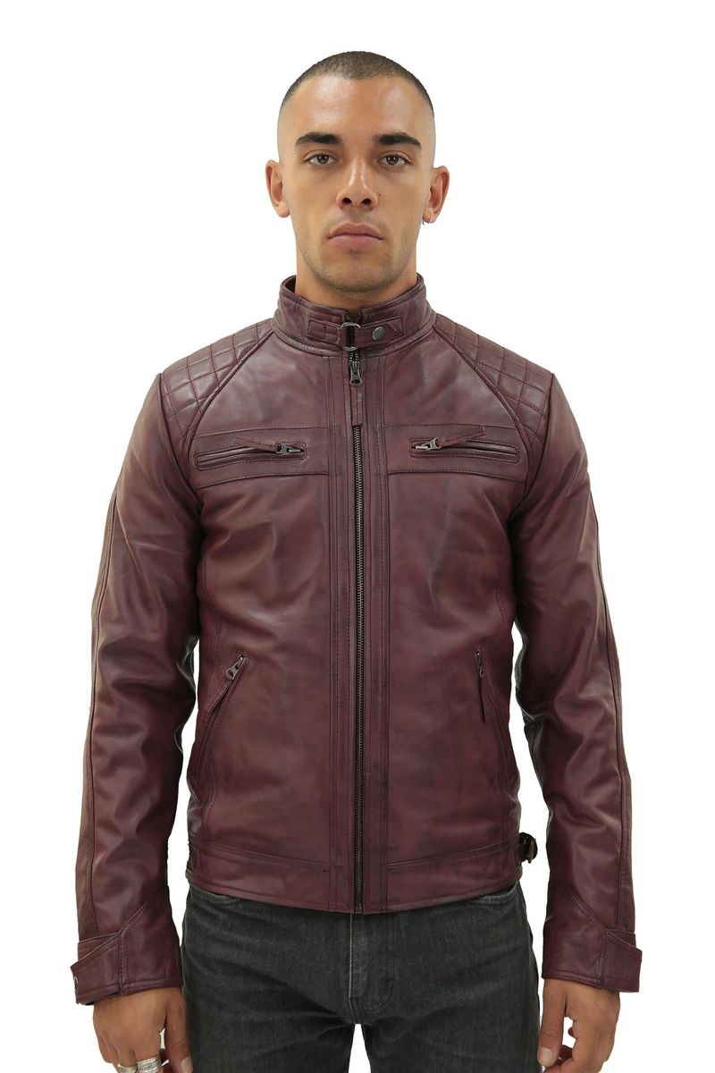 Klassische gesteppte Bikerjacke aus Leder
