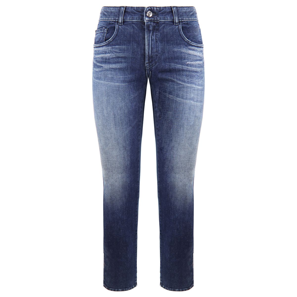 Jeans mit regulärer Passform und Distressed-Waschung
