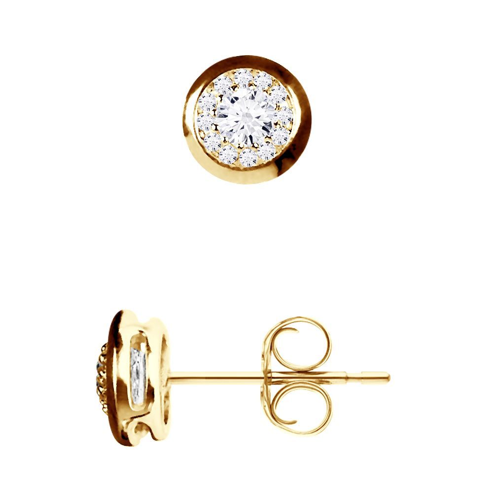 Diamant Halo Bezel Ohrstecker