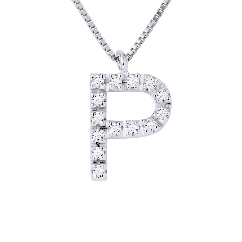 Diamant-Initial-Halskette Buchstabe P