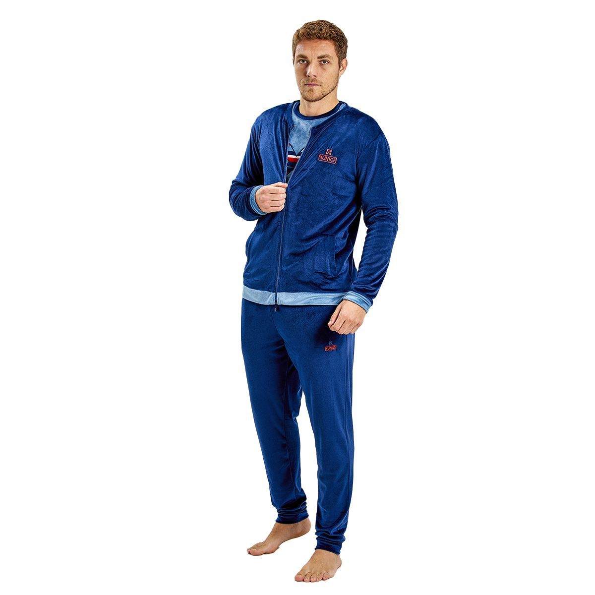 Velours Lounge Jacke und Hosen Set