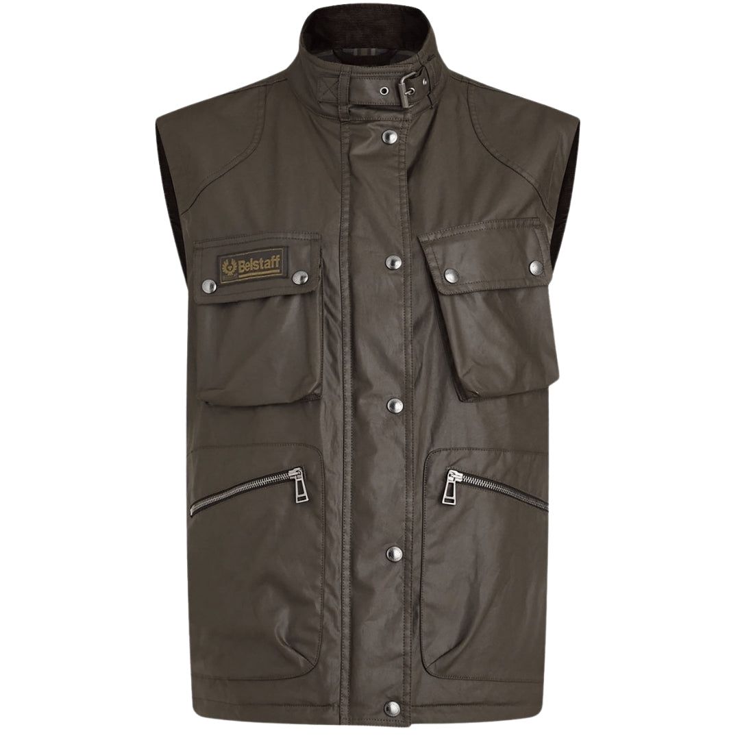 Biker-Weste aus gewachster Baumwolle mit Taschen
