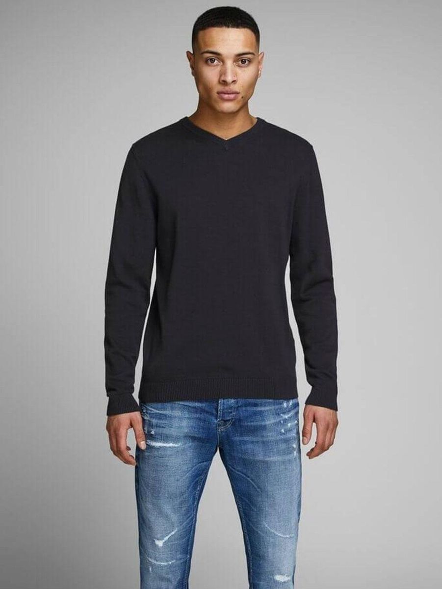 Klassischer V-Ausschnitt Strickpullover