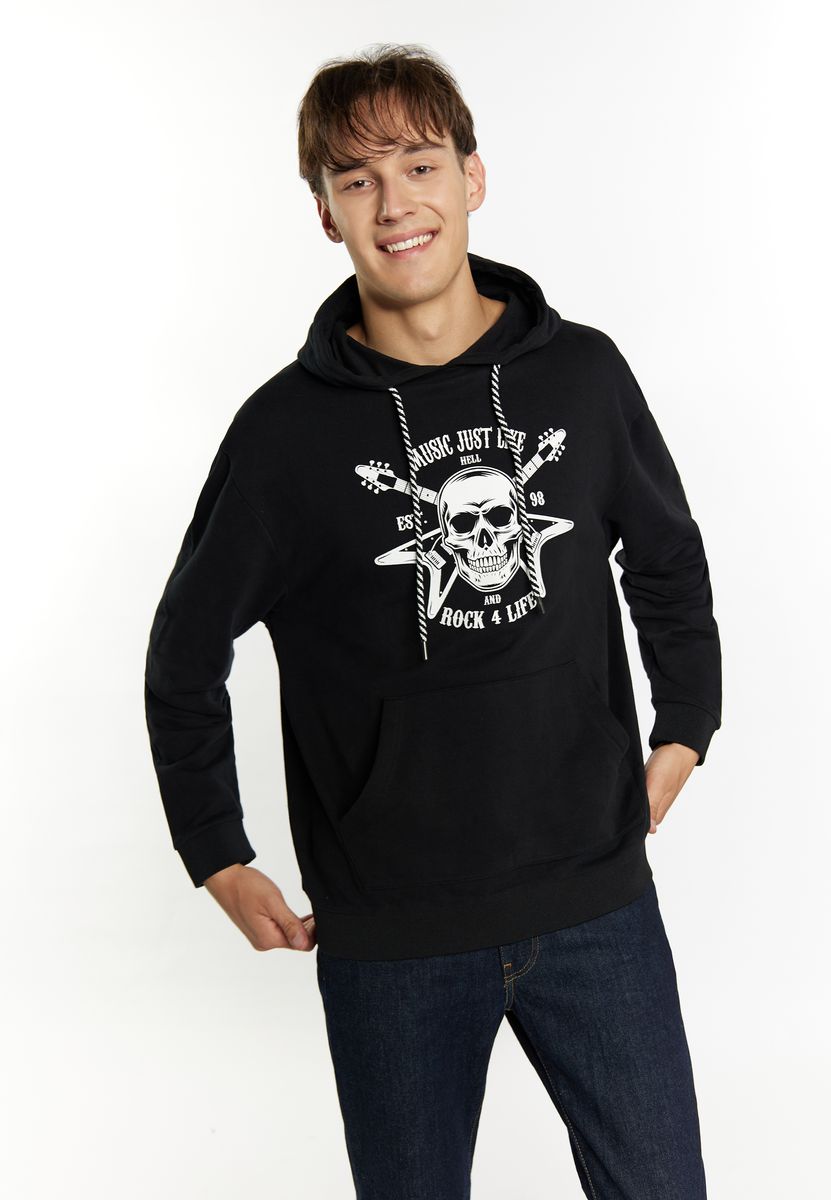 Hoodie mit Rock-Grafik und Totenkopf