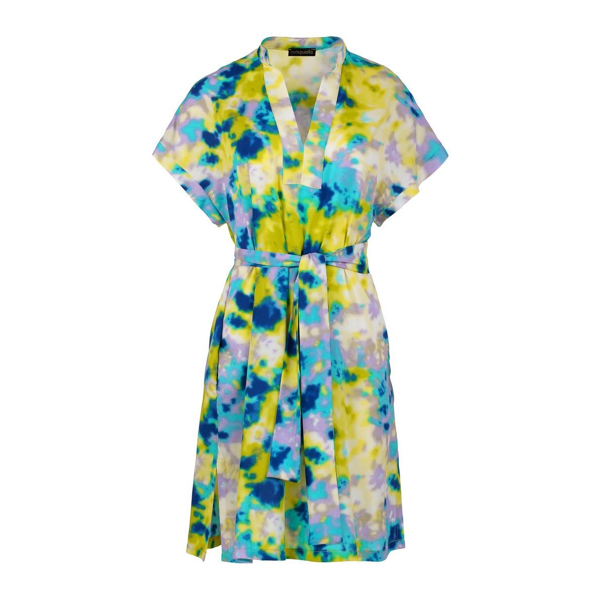 Kleid mit abstraktem Print und Bindegürtel