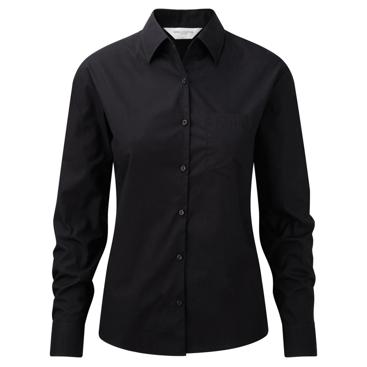 Russell Collection - Formelles Hemd Pflegeleicht für Damen Langärmlig (Schwarz)