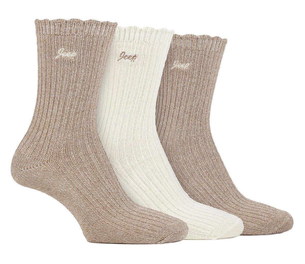 Geripptes Socken-Set mit Bogenkante