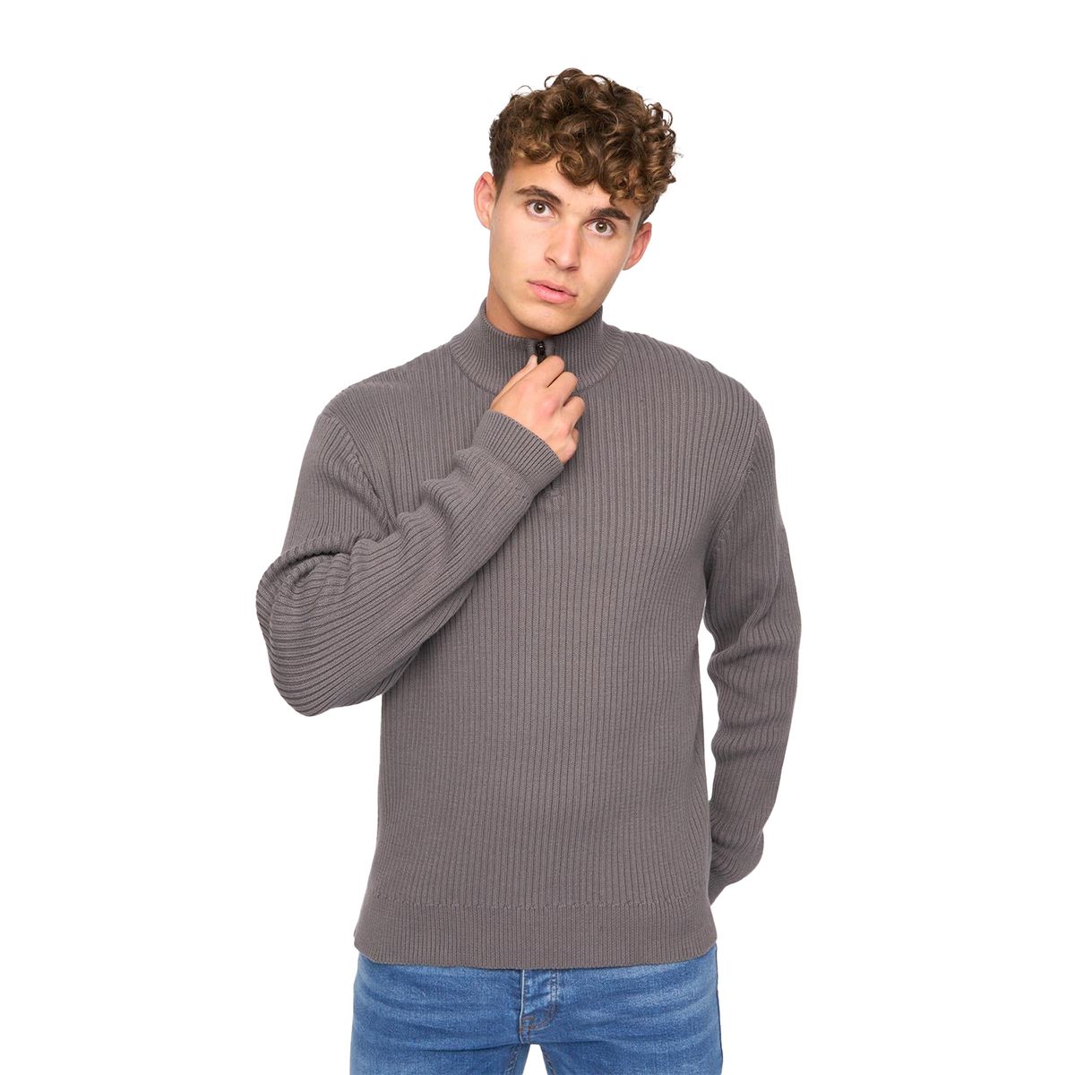 Crosshatch - "Havaline" Pullover mit kurzem Reißverschluss für Herren (Anthrazit)