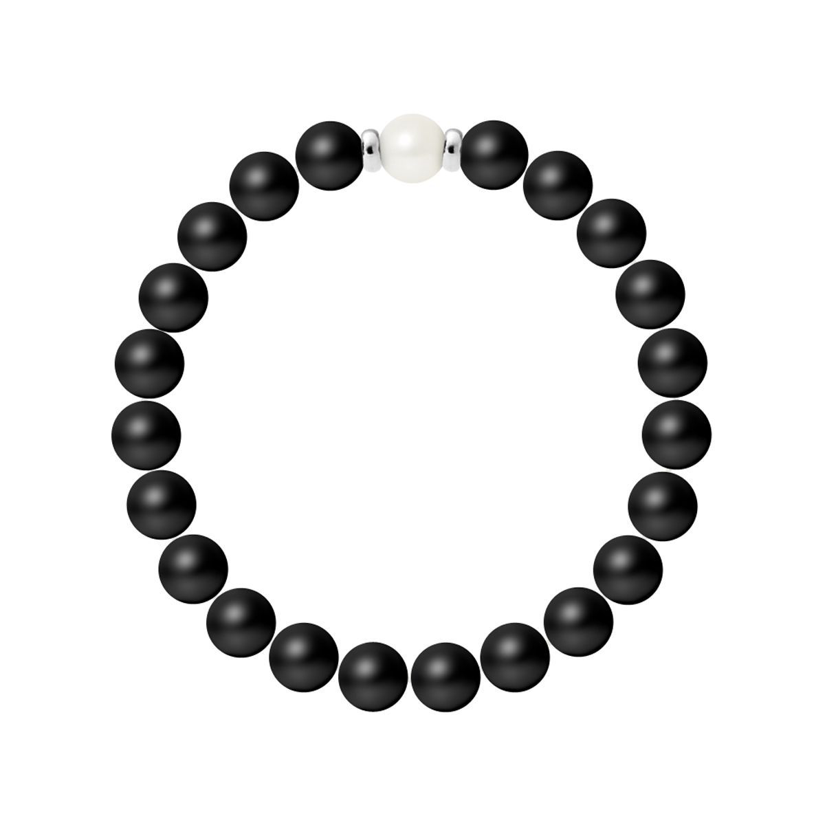 Schwarzes Onyx- und Perlenarmband