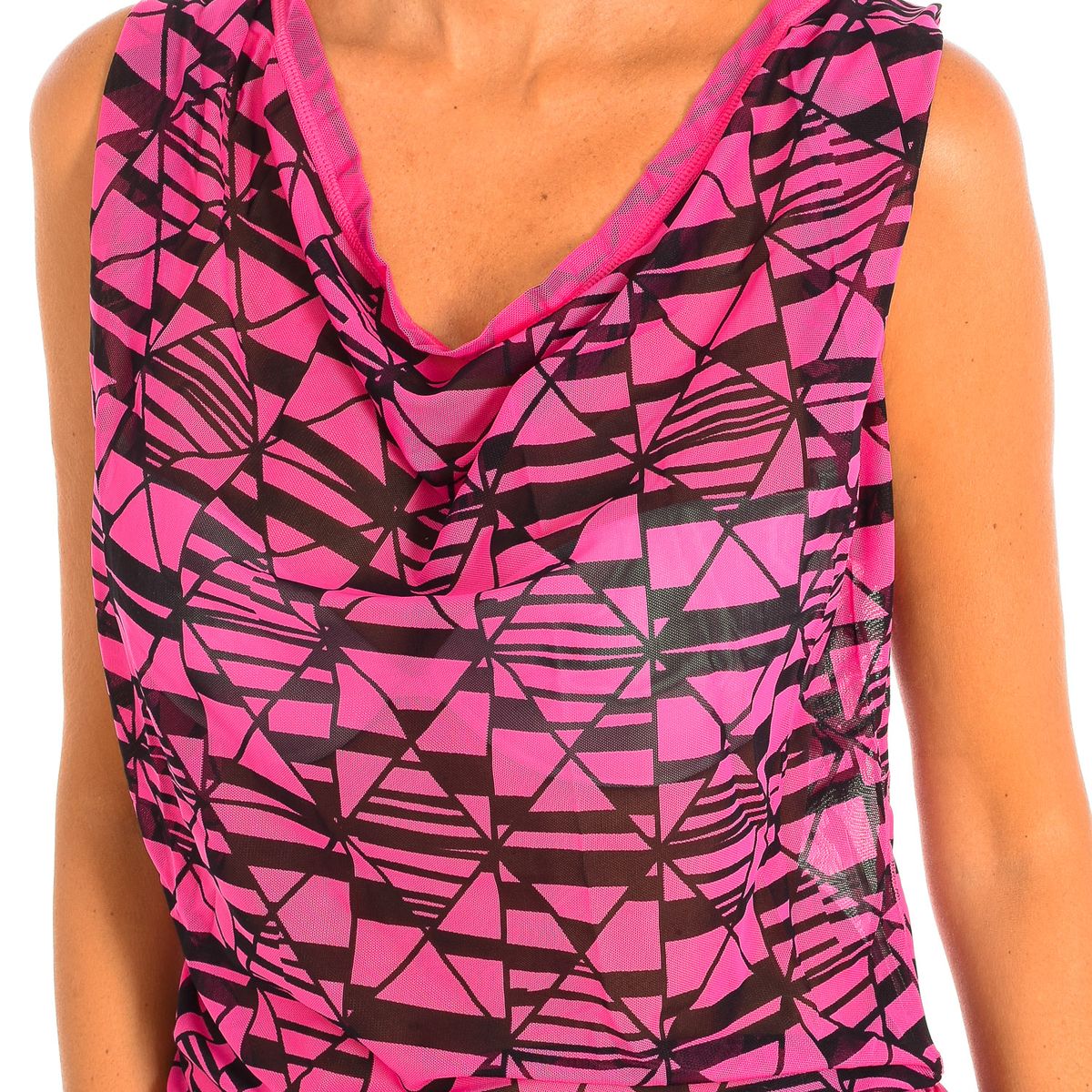 Mesh-Top mit geometrischem Muster
