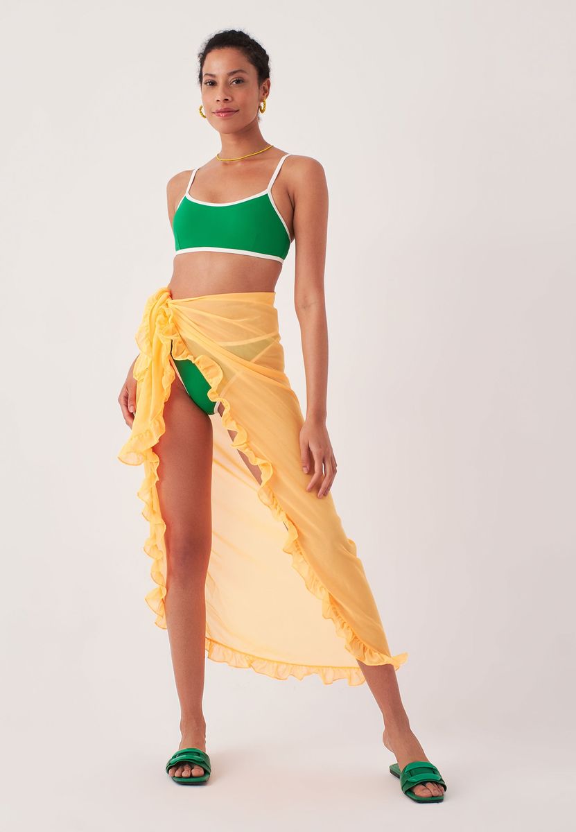 Durchsichtiger Sarong mit Rüschenbesatz